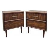 Pair Bassett Walnut Finish Night Stands