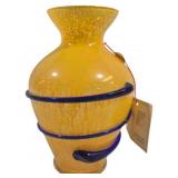 Italian Mottled Art Glass Vase - 9.5" Tall