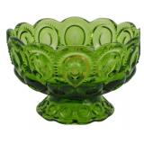 Vtg L.E. Smith Moon & Stars Green Glass Bowl