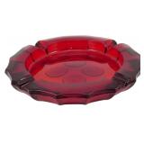 Vintage Fostoria Ruby Red Coin Glass Ashtray