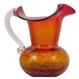 Vtg Amberina Crackle Glass Miniature Pitcher