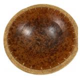 Faux Tortoise large Bowl w/ woven trim - 22" round