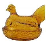 Vintage Amber Hen on Nest 5"x6"x4.5"