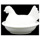Vtg Indiana Milk Glass Hen on Nest Dish