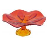 Vintage Amberina 6 Petal Glass Compote