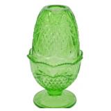 Vintage Fenton Green Glass Fairy Lamp 7"