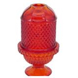 Vtg Viking Ruby Diamond Point Fairy Lamp