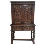 Carved Blind Door Cabinet w/ Key by Irwin