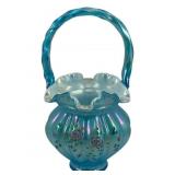 Fenton Glass Basket - 9.5 x 5 x 5