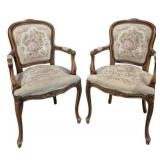 Pr French Louis XV Style Tapestry Armchairs