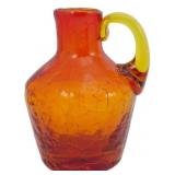Vtg Miniature Amberina Crackle Glass Jug