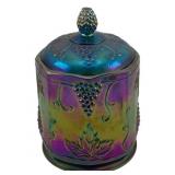 Carnival Glass Candy Jar w/ Lid - 7.5 x 4.5