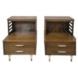 Pair Mid-Century R-way Nightstands