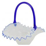Vtg Fenton Blue Ridge Spiral Glass Basket