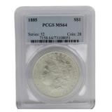 1885 Morgan Silver Dollar PCGS MS64