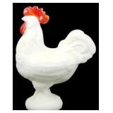 Vtg Westmoreland Milk Glass Rooster 9"
