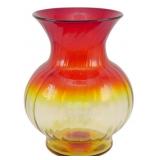 Vintage Blenko Amberina Art Glass Vase 10"
