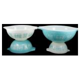 Set of 4 Pyrex Turquoise Butterprint Bowls