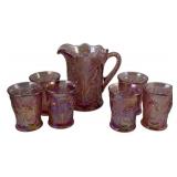 Mosser Glass Pitcher & 6 Tumblers
