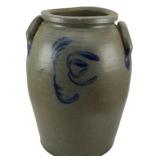 19th c Virginia Blue Decorated Stoneware Crock