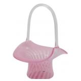 Fenton Cranberry Pink Spiral Glass Basket