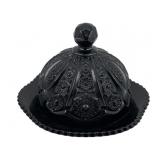 Black Glass Butter Dish - 6 x 7