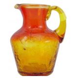Vtg Amberina Crackle Glass Miniature Pitcher