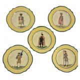 5 Hand Painted Faience Plates 8.25"