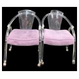 Pr Italian Lucite Armchairs w/ Cushions