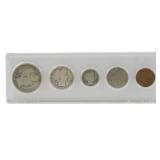 1910 US 5 Coin Cased Set