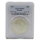 1921 Morgan Silver Dollar PCGS MS64