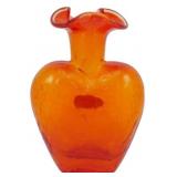 Vtg Amberina Rainbow Co. Crackle Glass Vase
