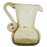 Vtg Smoky Green Bulbous Miniature Pitcher