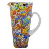 Vintage Confetti Art Glass Pitcher 10"