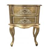 Gold Florentine 2 Drawer Side Table