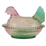 Multicolor Glass Large Hen on Nest 5"x7"x5"
