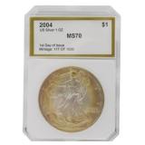 2004 US Silver 1oz First Day of Issue MS70