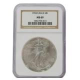 1994 Silver Eagle Dollar Graded MS69 NGC