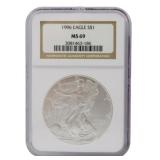 1996 Silver Eagle Dollar Graded MS69 NGC