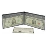 1963 Barr Note & Red Seal $2 Bill Set w/ COA