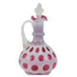 Fenton Cranberry Opalescent Coin Dot Cruet