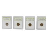 4 Cased Early Lincoln Cents 1909-1920