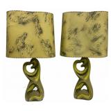 Pair of MCM Abstract Lamps Original Shades