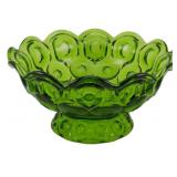 L.E. Smith Moon & Stars Footed Bowl Green