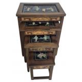 4pc Chinese Nesting Tables w/ Scenic Tops