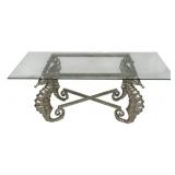 Chelsea House Seahorse Glass Top Coffee Table