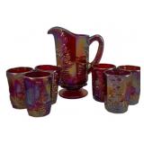 Westmoreland Glass Pitcher & 6 Tumblers