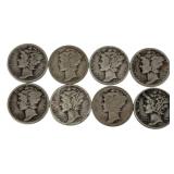 8 Silver Mercury Dimes