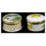 2 Vtg Porcelain Pill Boxes w/ Gold Accents