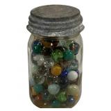 Mason Jar Full of Marbles 5.5" tall